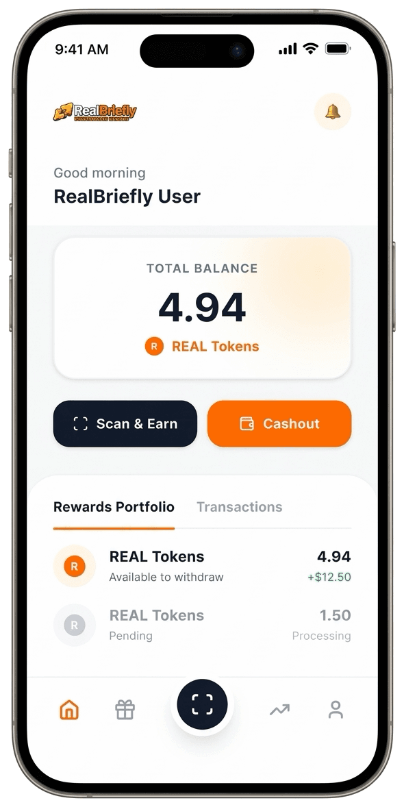 RealBriefly Mobile App on iPhone 16 Pro